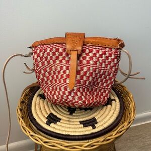 African Red and Tan Woven Mini Bag